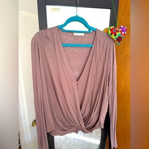 Mauve Jersey Long Sleeve Blouse (size medium)